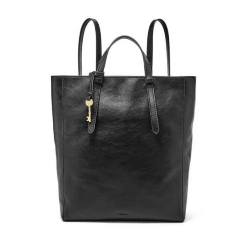 Fossil Camilla Convertible Black Leather Backpack